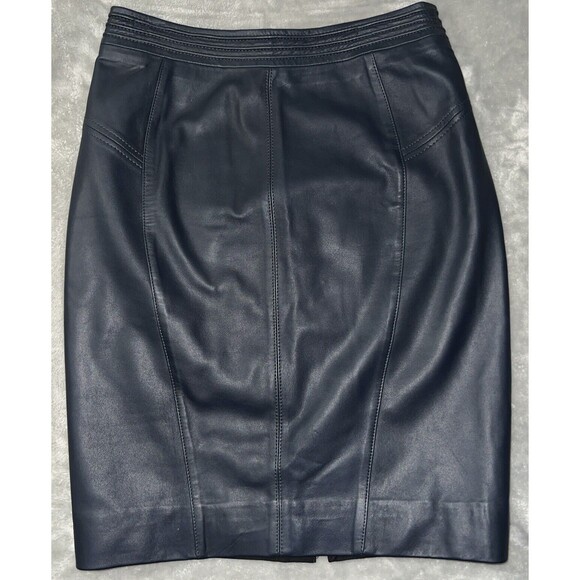 Etcetera Dresses & Skirts - Etcetera Vintage 90s Womens 4 100% Genuine Leather Stretch Pencil Skirt Lined